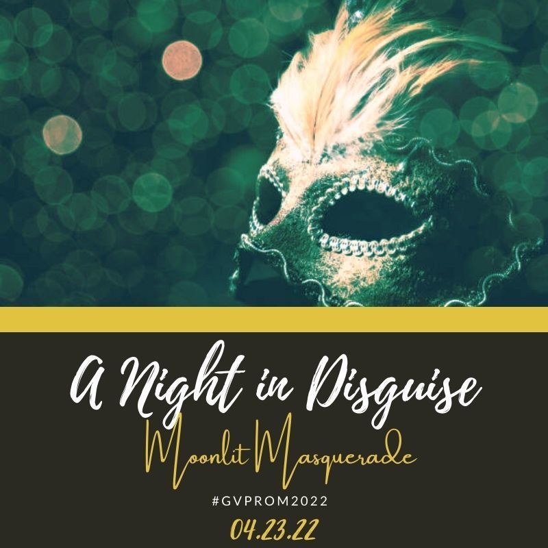 Masquerade mask and announcement with dates for Prom